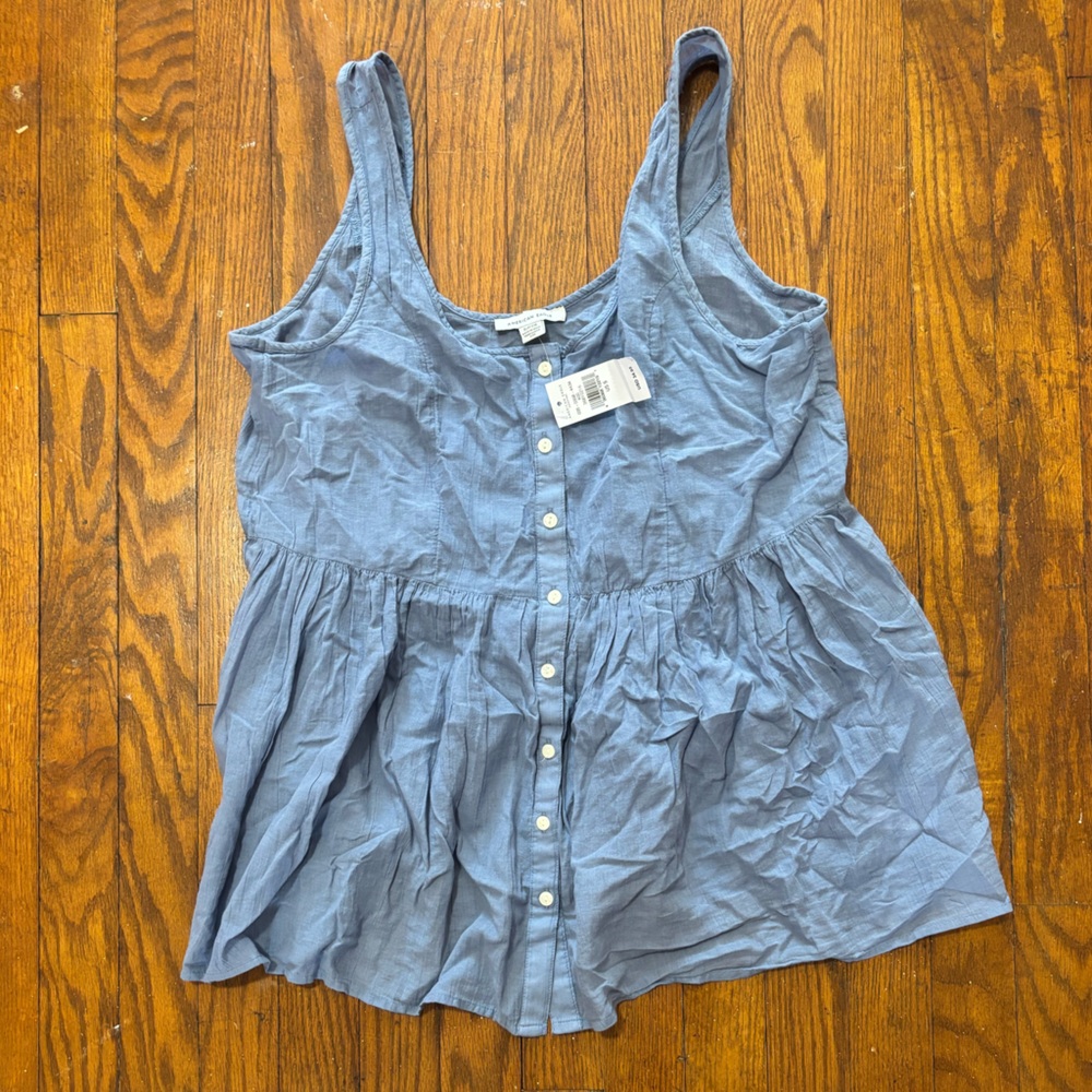 American Eagle Blue Button-Up Top